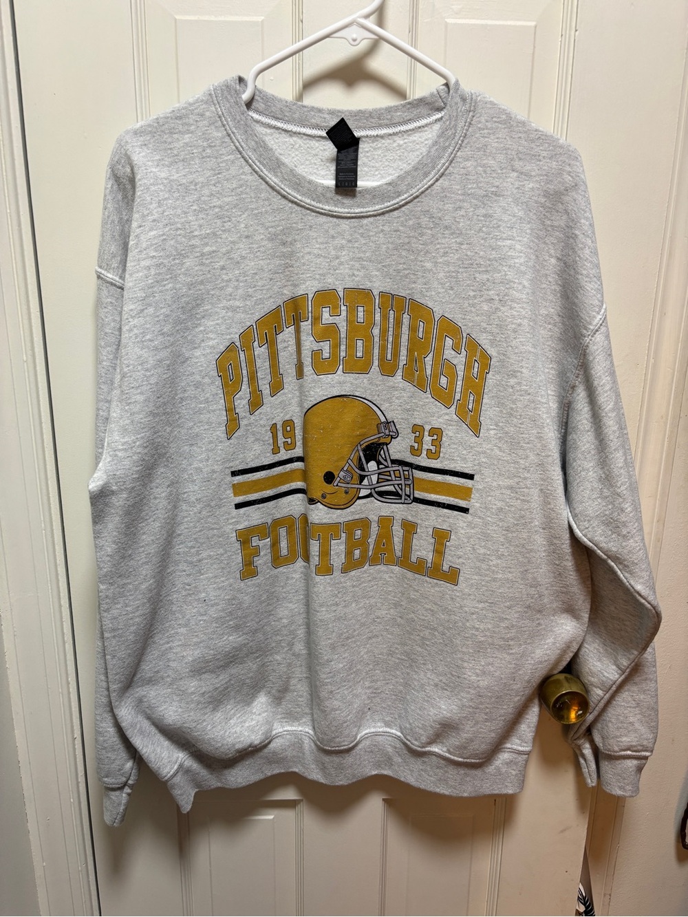Gildan Grey Crewneck with Yellow Pittsburgh Football Graphic